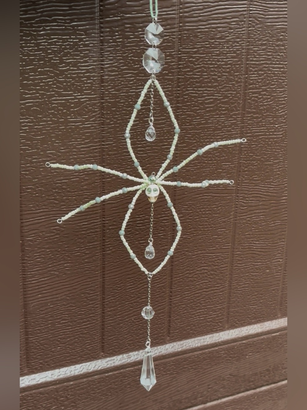 💀🕷️Green Eyed Skull Spider Suncatcher
